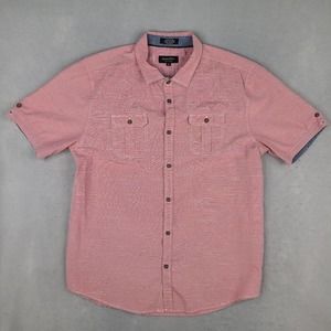 Eighty Eight Shirt Men's XL Red Striped Platinum Short Sleeve Button Down‎